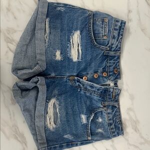 Forever 21 Blue Distressed Jean Shorts